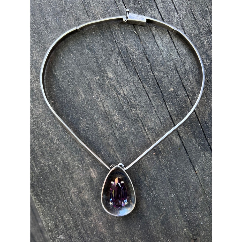 Vintage Los Castillos Amethyst Sterling Silver Necklace